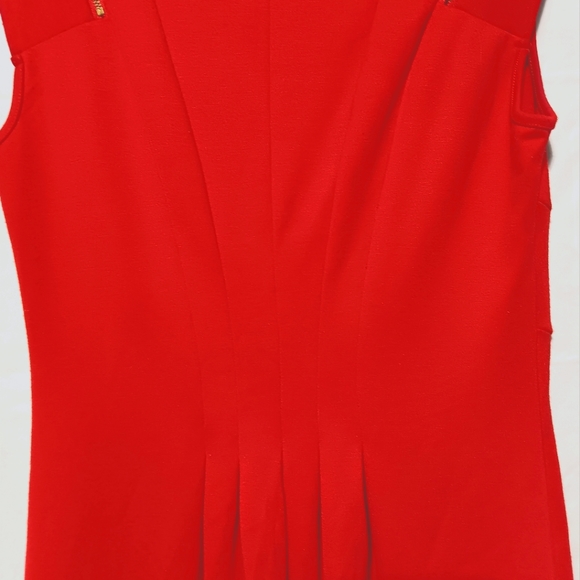 Spense Petite EUC Gorgeous Red Dress, Zipper Details On Shoulders, Sz 8P - Picture 12 of 13